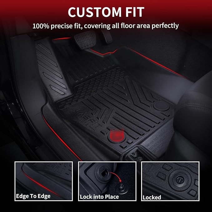 LASFIT Floor Mats for Honda Passport 2026, Extended Door Sill Coverage All Weather TPE Custom Fit Passport Floor Liner Accessories, 1st & 2nd Row, Black