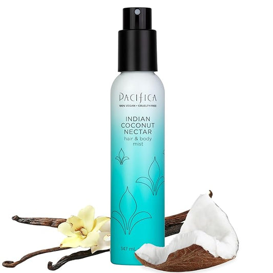 Pacifica インディアンココナッツネクター ヘアミストパフューム＆全身スプレー（女性用） - ティアレ、シュガー、バニラ、アーモンド＆アンバーの香りのボディミスト。クリーンビューティー、アルコールフリー、ヴィーガン＆クルエルティフリー、5オンス