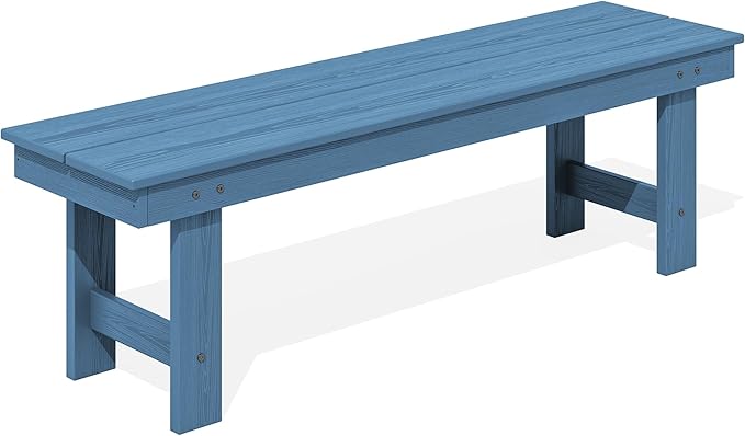 SERWALL 2-Person Outdoor Bench Backless, HDPE Outdoor Benches Weatherproof, 660 Lbs Weight Capacity, Poly Lumber Patio Furniture for Garden, Porch and Park, Navy