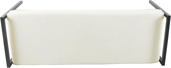 HomePop Modern Metal Bench|Bench for Living Room & Bedroom | Decorative Home Furniture - Cream Sherpa