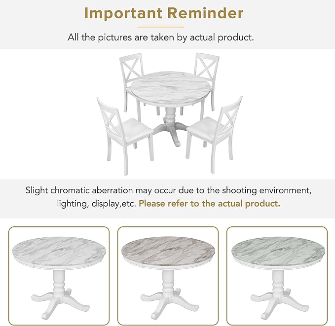 Harper & Bright Designs 5 Pieces Dining Table and Chairs Set for 4 Persons, Kitchen Room Solid Wood Table with 4 Chairs