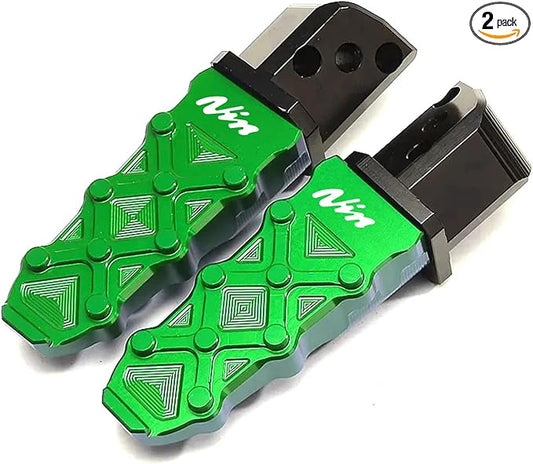 Compatible With Ninja 500 SE Ninja 650 400 1100SX 1000SX 2017-2025 2026 ZX4RR ZX4R ZX6R ZX10R ZH2 CNC Motorcycle Passenger Footrests Folding Rear Foot Rest Pedal Foot Pegs (Green)