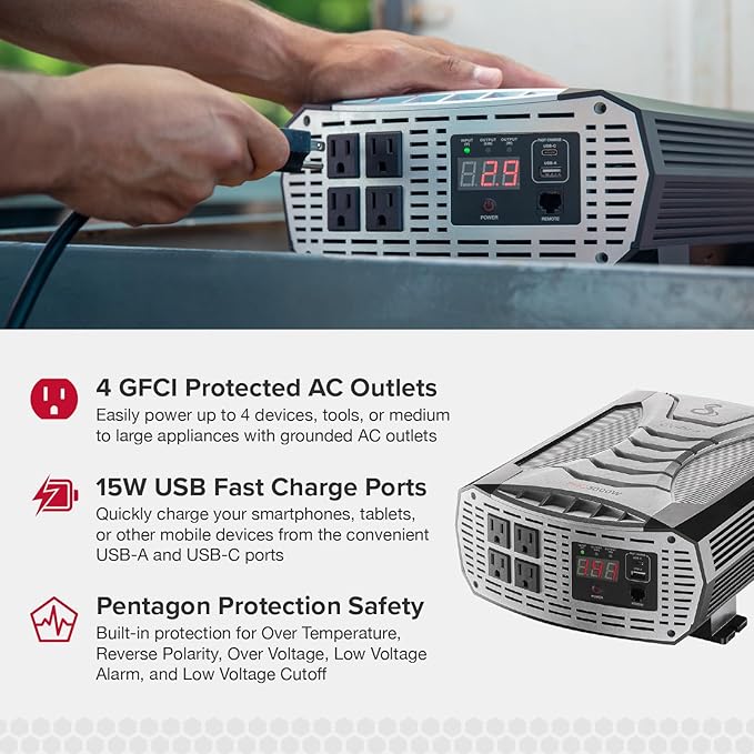 Cobra PURE SINE 400W Power Inverter and PRO 3000W Professional Grade Power Inverter Bundle