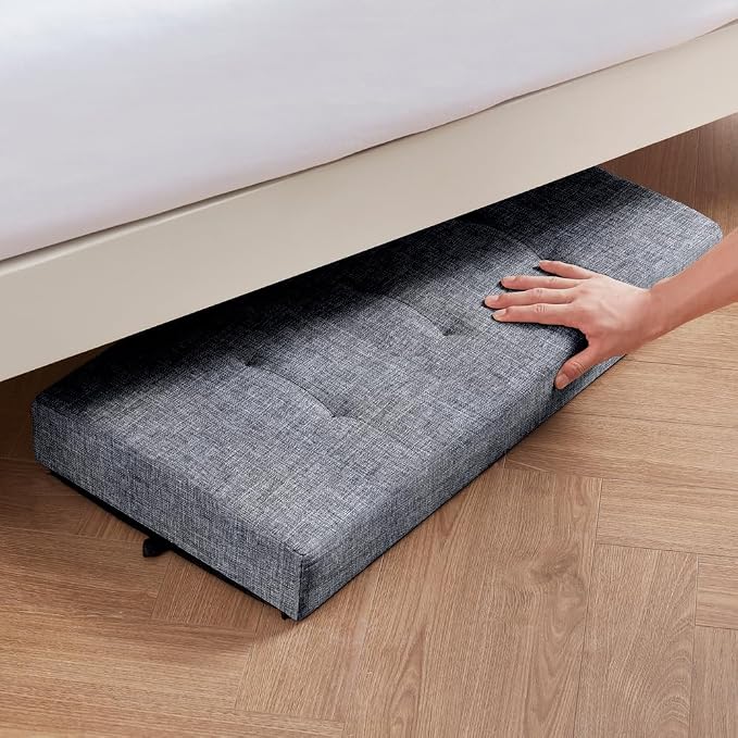 Ornavo Home 30 Inch Storage Ottoman, Large Storage Bench, Ottoman with Storage with Legs, Foot Rest Stool, Bedroom Bench - Gray