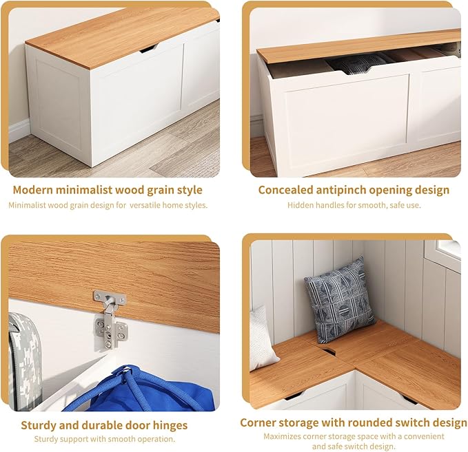 L Shape Kitchen Breakfast Nook Bench, Kitchen Corner Nook Bench Seating with Hidden Storage, Corner Dining Bench for Entryway. (Yellow + White)