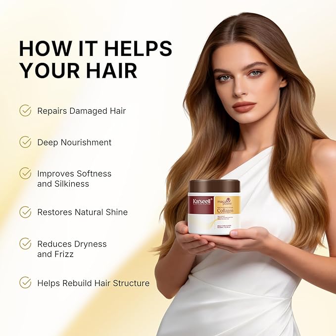 Karseellコラーゲンヘアトリートメント ディープリペアコンディショニングアルガンオイルコラーゲンヘアマスクエッセンス 500ml 16.90oz 乾燥・ダメージヘア用 全髪質対応
