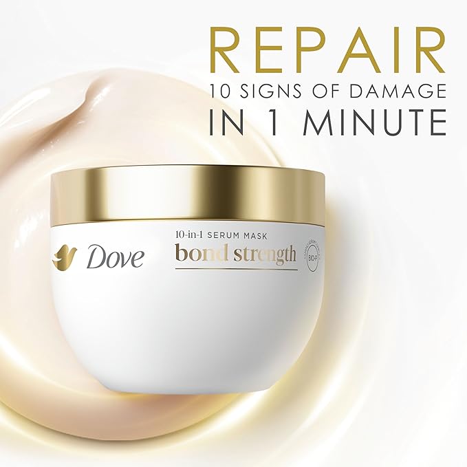Dove Hair Bond Strength 10in1 Serum Mask for Chemically Damaged Hair with Bio-Protein Care Technology plus Peptide Complex 9.2 fl oz.,(Pack of 2)