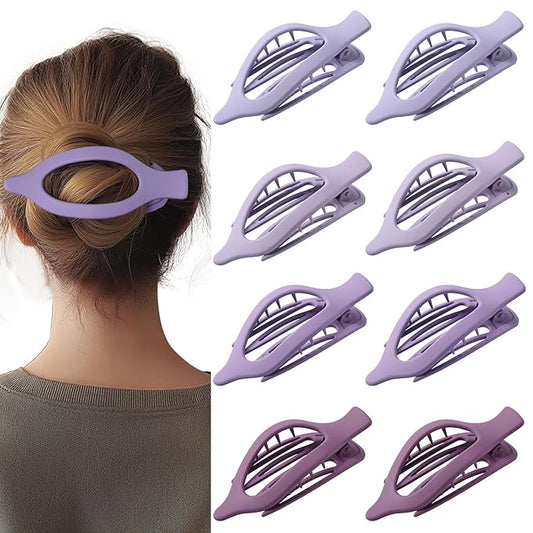8個入り パープルフラットヘアクリップ – かわいいマットフレンチパープルクロークリップ、女の子・ティーン向け、デイリーユースに最適な滑り止めヘアアクセサリー、楽しいカワイイソフトガール美学