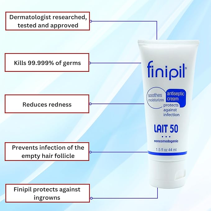 Lait 50 Antiseptic Cream – Post Hair Removal & Ingrown Hair Treatment, Cools & Soothes Skin, 1.5 Ounce