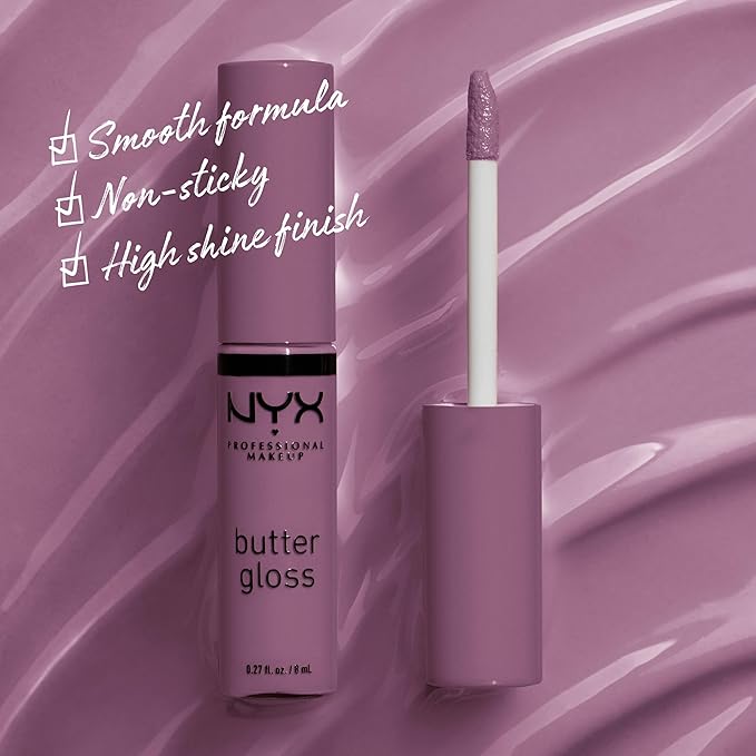 NYX PROFESSIONAL MAKEUP バター グロス、べたつかないリップ グロス - マシュマロ（ミューテッドライラック）