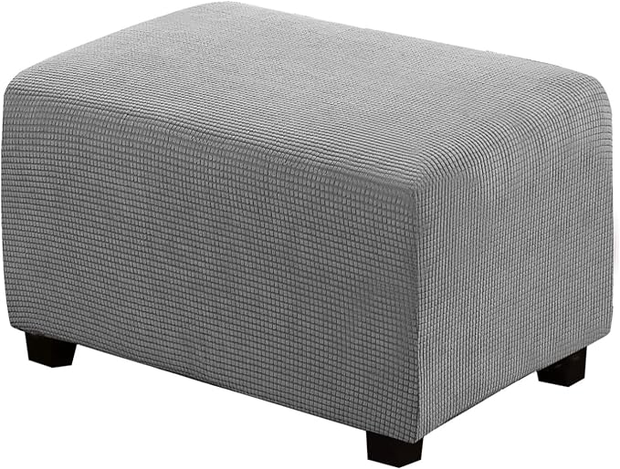 H.VERSAILTEX Ottoman Cover Slipcover Rectangle Fit Length 29"-34" Footrest Sofa Slipcovers Stool Cover Footstool Protector Covers Feature Stretch Thick Soft Jacquard Fabric Removable Washable - Dove