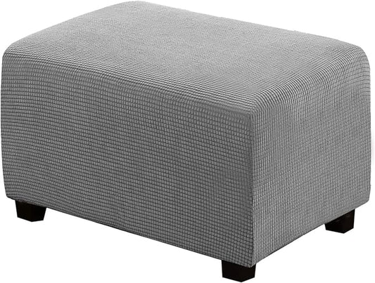 H.VERSAILTEX Ottoman Cover Slipcover Rectangle Fit Length 29"-34" Footrest Sofa Slipcovers Stool Cover Footstool Protector Covers Feature Stretch Thick Soft Jacquard Fabric Removable Washable - Dove