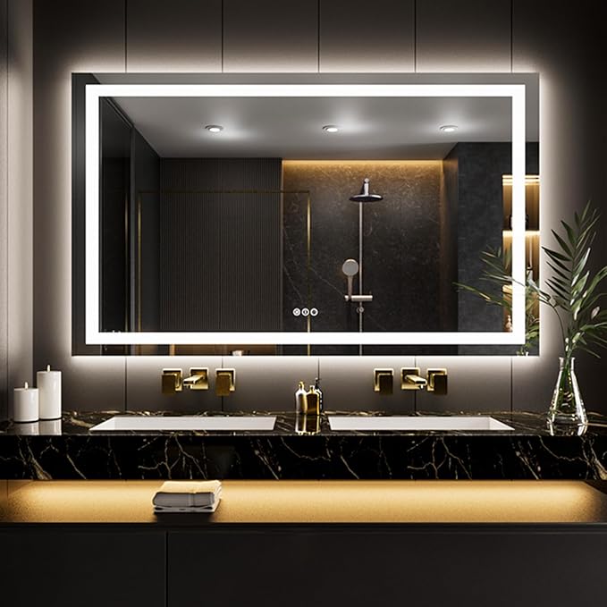 LOAAO 66"X40" LED Mirror for Bathroom, Lighted Bathroom Mirror with Lights, Anti-Fog, Dimmable, Memory Function, Clear Reflection