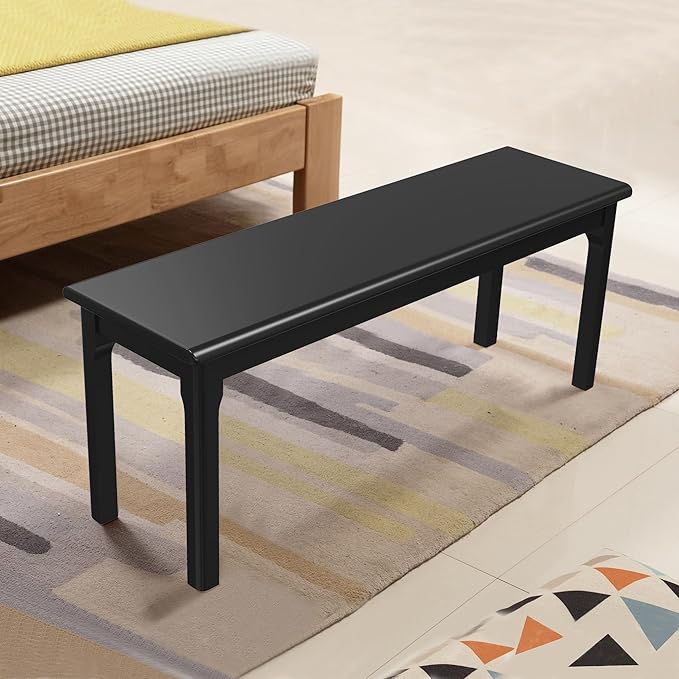 Dining Bench＆Bed End＆Wood＆Entryway Bench Bedroom Seat for Bedroom Living Room Kitchen(Black)