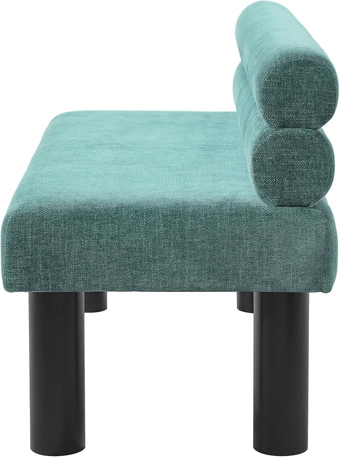 Christopher Knight Home Wally Fabric Upholstered Dining Bench, Long Dining Room Chair, Wooden Entryway Bench, Bedroom End of Bed Bench, Teal Green+Black