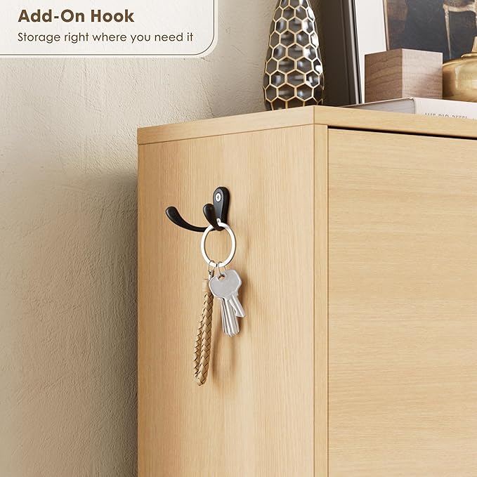 Nicetree Shoe Storage Cabinet with 2 Flip Drawers, Slim Shoe Cabinet, Hidden Shoe Rack Cabinet, Shoe Storage Cabinet for Entryway, Hallway, Foryer, Natural Oak