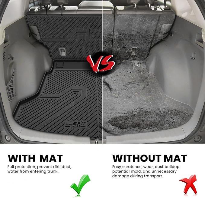 LASFIT Cargo Mat with Backrest Mat for Honda CRV 2012-2016, Custom Fit Trunk Mat, Waterproof All Weather, Kid & Pet Friendly, Easy Clean for Family Use, Black