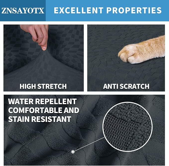 ZNSAYOTX 2026 Rectangle Ottoman Cover (L:28"-34") Super Stretch Soft Footrest Slipcover Form Fit, Universal Folding Foot Stool Covers with Non-Slip Elastic Band, Fashion Jacquard Texture, Dark Grey