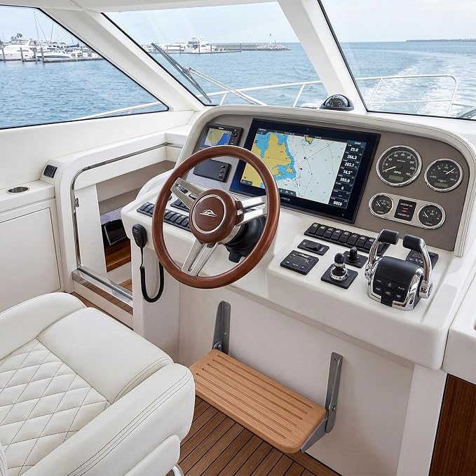 SiliFine 12 x 6.1 x 7.87 Inches Boat Fold up Footrest Foldable Teak Footrest for Boats Helm Wall Mounted Foldable Step Teak and Aluminum Hardware for Boat, Yacht, RV, Home, and More