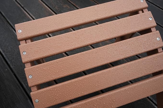 nevilywood HDPE Folding Ottoman - Adirondack Chair Footrest – Weather Resistant, Wood-Grain, Low-Maintenance-, Garden Patio Porch – Coffee