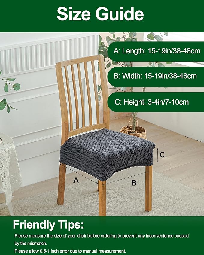 CRFATOP Jacquard Dining Room Chairs Seat Covers Set of 4 with Soft Bench Chair Cover Stretch Kitchen Chair Slipcover Washable Seat Cushion Slipcover Protector for Hotel Ceremony Banquet Wedding,B21