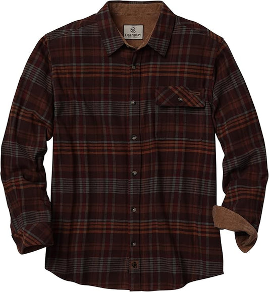 Legendary Whitetails Mens Long Sleeve Button Down 100% Cotton Flannel Shirt