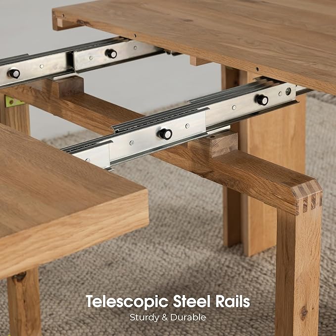 Transformer Table - Solid Wood Extendable Dining Table, Seats 2-12, Expandable Dining Room Table, Space-Saving Furniture, Kitchen and Dining Room Furniture (Natural, Table + Bench)