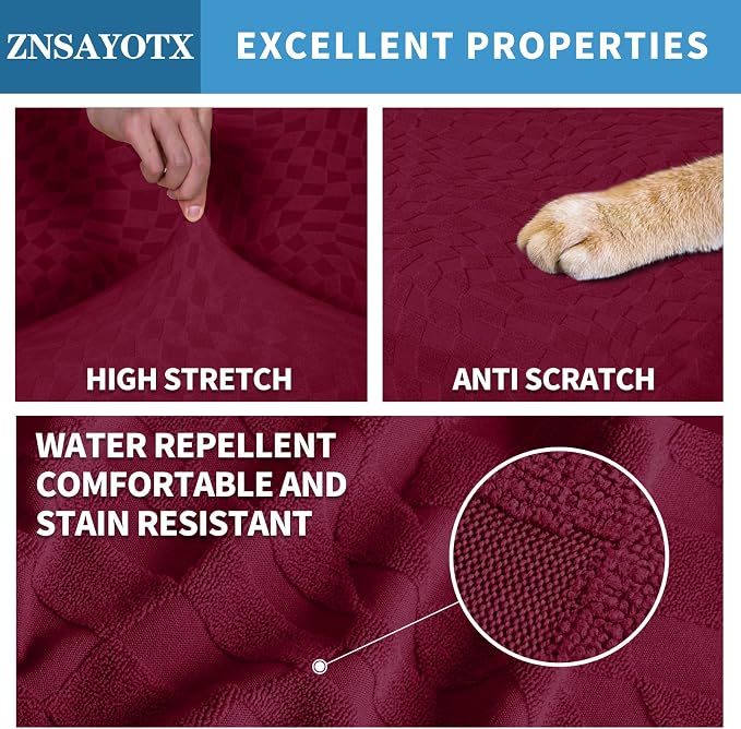 ZNSAYOTX 2026 Rectangle Ottoman Cover (L:28"-34") Super Stretch Soft Footrest Slipcover Form Fit, Universal Folding Foot Stool Covers with Non-Slip Elastic Band, Fashion Jacquard Texture, Wine Red