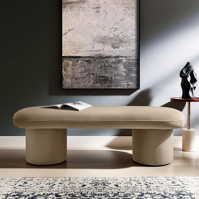 Modway Orla Performance Velvet Upholstered Bench in Taupe