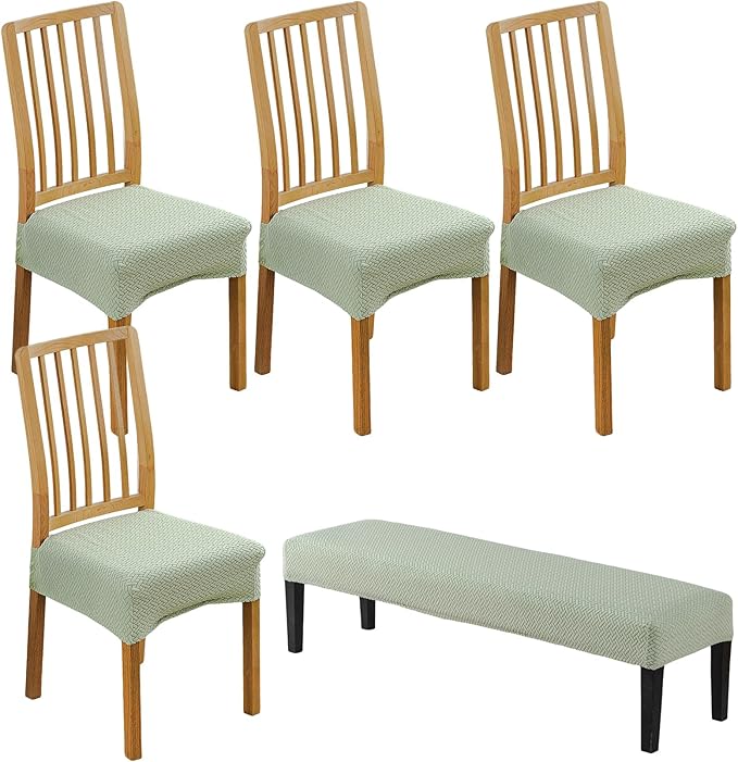 CRFATOP Jacquard Dining Room Chairs Seat Covers Set of 4 with Soft Bench Chair Cover Stretch Kitchen Chair Slipcover Washable Seat Cushion Slipcover Protector for Hotel Ceremony Banquet Wedding,B24