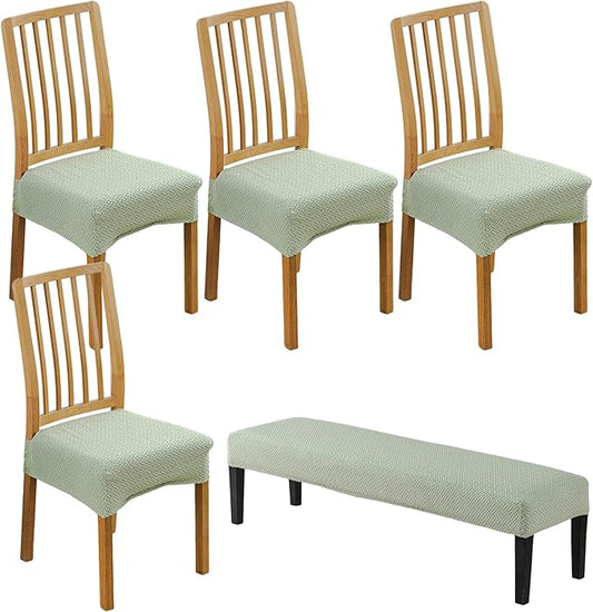 CRFATOP Jacquard Dining Room Chairs Seat Covers Set of 4 with Soft Bench Chair Cover Stretch Kitchen Chair Slipcover Washable Seat Cushion Slipcover Protector for Hotel Ceremony Banquet Wedding,B24