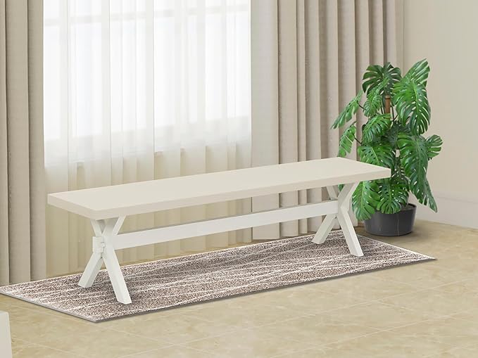East West Furniture XB027 X-Style Modern Dining Bench with Wood Seat, 72x15x18 Inch, Multi-Color