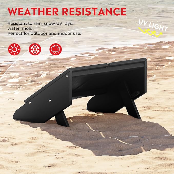 Costaelm Seaview Modern HDPE Plastic Folding Patio Adirondack Ottoman, Black