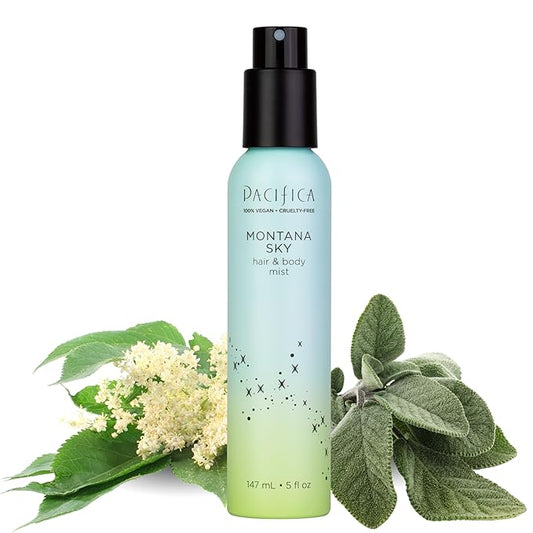 Pacifica ヘアミストパフューム＆全身用スプレー – モンタナスカイ ボディミストフレグランス、シダーウッド、エルダーフラワー、ブラックペッパー、セージ、サンダルウッド配合、クリーンビューティー、アルコールフリー、ヴィーガン、クルエルティフリー 147ml | 女性向け、クリーンビューティー、アルコールフリー、ヴィーガン、クルエ...