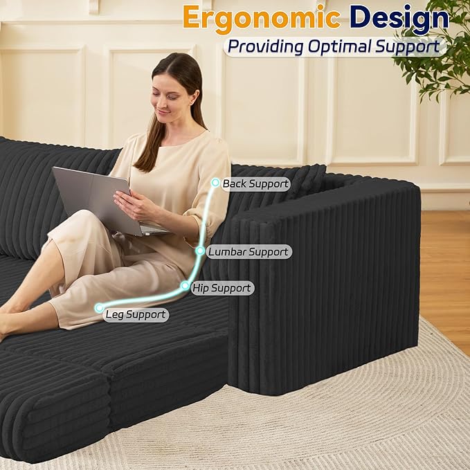 HABUTWAY 78" Loveseat Boneless Couch, 4-in-1 Convertible Sofa Bed, Plush Fur Folding Futon Sofa Bed Couches with 2 Pillows for Living Room, High-Density Foam Support, No Assembly Required, Black