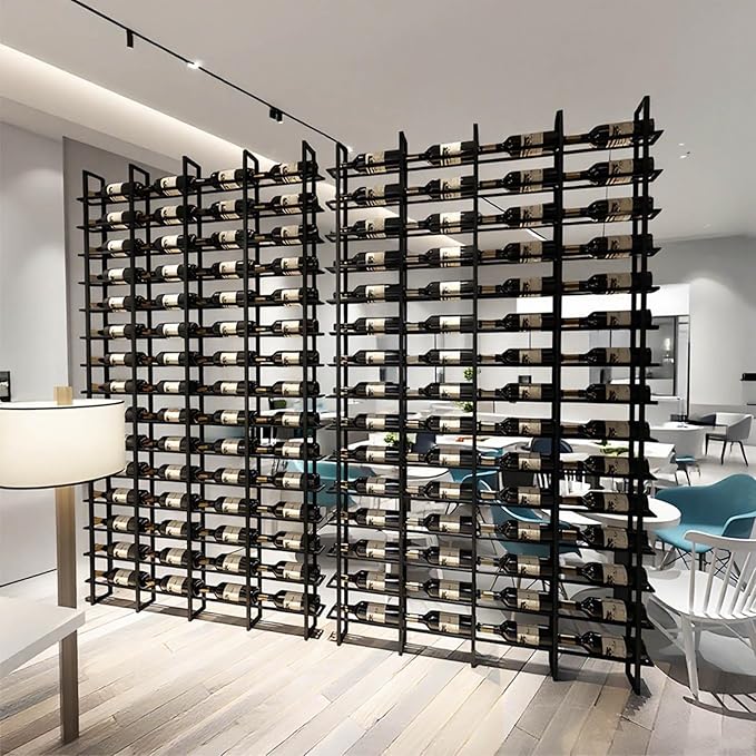 Large Wall Mount Wine Rack, 16 Tier 48 Bottle Wine Storage Organizer Display Holder, Metal Liquor Display for Wine Cellars, Home Bars, Kitchens, and Dining Rooms