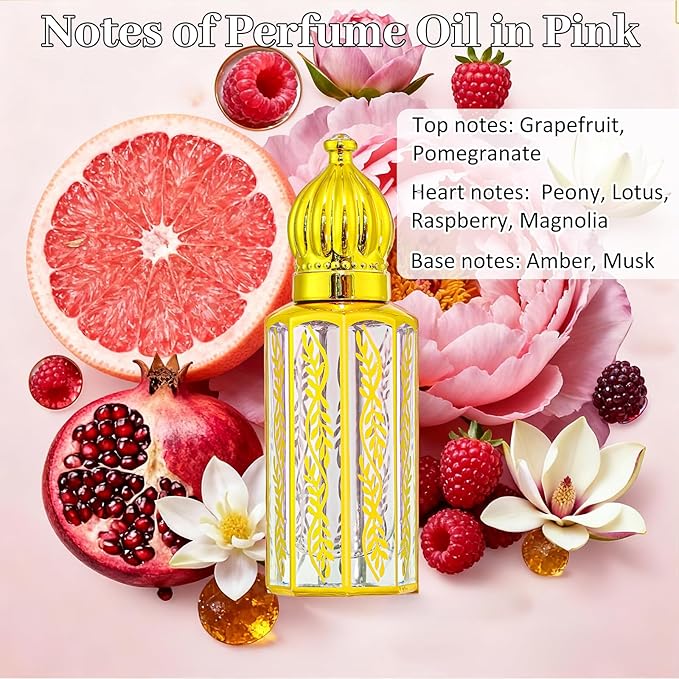 Arabic Perfume for Women, Floral & Fruity Arab Perfume Oil Roll On, Long Lasting Charming Fragrance, 0.4 fl. oz