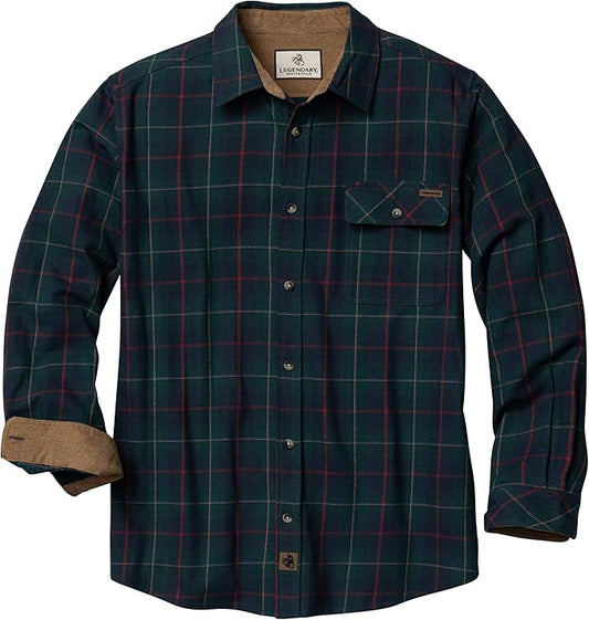 Legendary Whitetails Mens Long Sleeve Button Down 100% Cotton Flannel Shirt