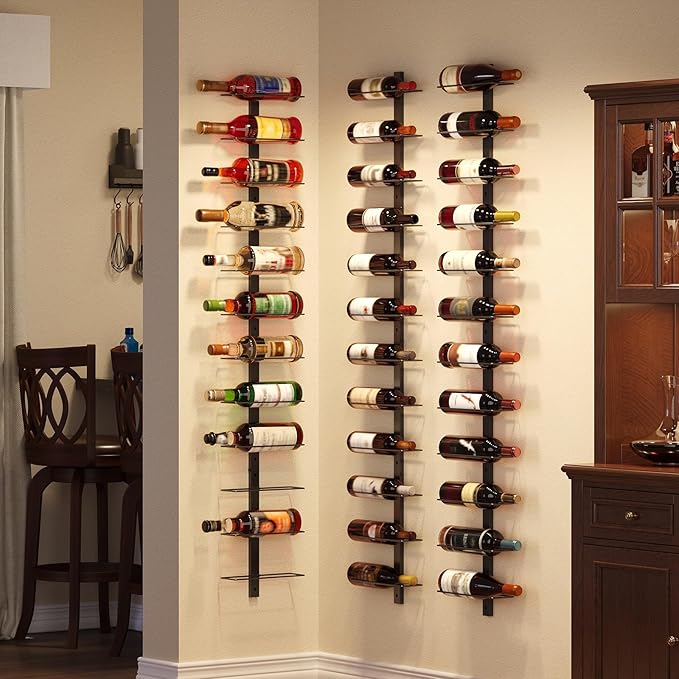 X-cosrack 24 Bottles Wall Mounted Wine Rack, Detachable Wall Hanging Bottle Holder, Use as One or Four, DIY Display, Storage Racks for Wine, for Restaurant, Bar, Cellar