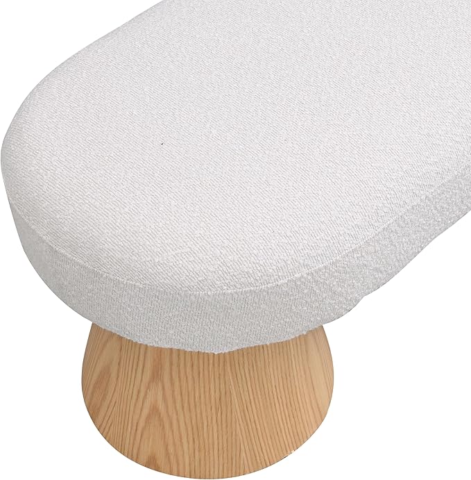 Christopher Knight Home Manila 49" Oval Dining Bench, Boucle Ottoman Bench, Large Dining Chair, Comfort Kitchen Seating, Comfort Long Footstool for Living Room Dining Room, No Assembly Needed, Beige