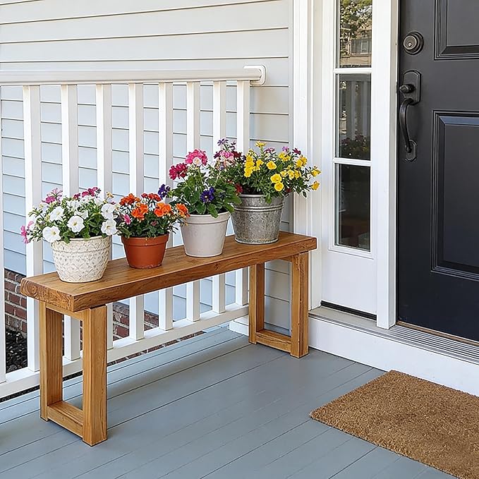 Narrow Farmhouse Bench Skinny Wooden Entryway Long Bench 32" 39" 47" 55" 63" 71" 79" Rustic Indoor Benches for Hallway Kitchen Dining Bedroom End of Bed Easy Assembly Natural Finish(71x10xH18")