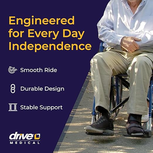 Drive Medical Blue Streak Lightweight Wheelchair - Portable Folding Mobility Aid - Swing-Away Footrests - Desk Arms - Durable Steel Frame - Easy Transport & Storage - 18-Inch Seat
