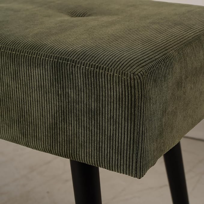Comfy to go Entryway Bench - Green Bench for Bedroom, Modern Ottoman End of Bed, Corduroy Padded Benches for Living Room, Foyer, Mudroom, Hallway - 39" L x 14" W x 17" H