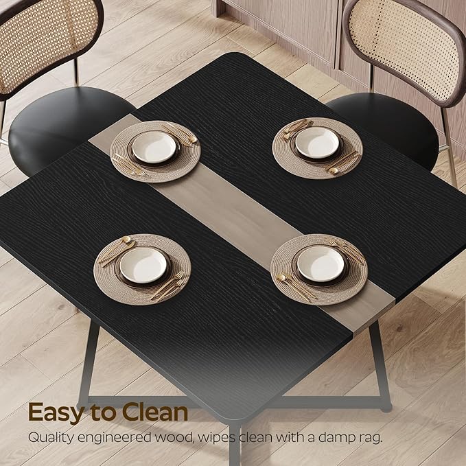 YATINEY Dining Table, 29.5'' Kitchen Table, Dining Room Table with Wine Rack, Versatile Small Dining Table, Easy Assembly, for Restaurant, Cafe, Apartment, Black and Gray CZ02BB