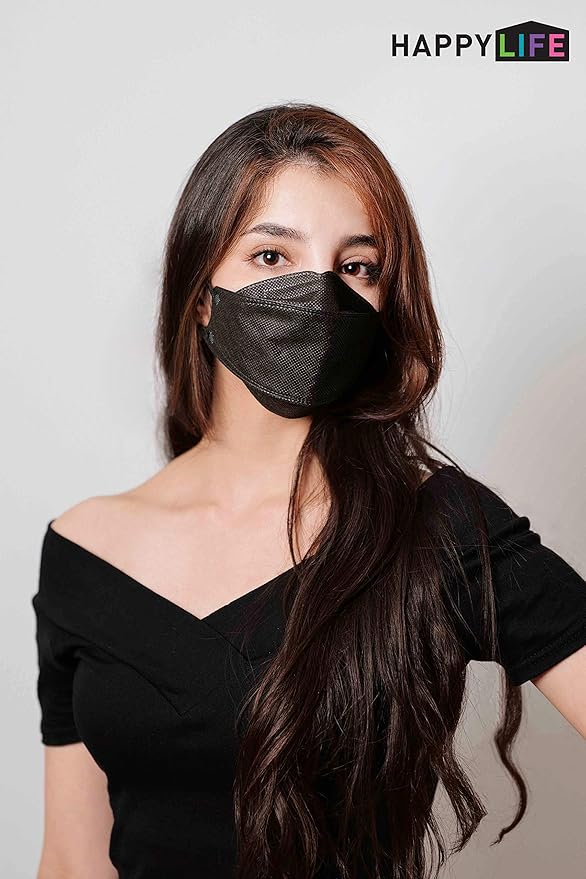 (Pack of 10) Good Day Korea Black Disposable KF-94 Face Mask 4-Layer Filters Breathable Comfortable Protection, Protective Nose Mouth Covering Dust Mask Made in Korea.