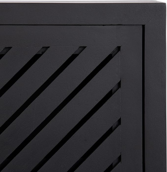 Kate and Laurel Mezzeta Decorative Modern Two-Door Floating Bathroom Cabinet; 22 x 7 x 28; Black; Decorative Over Toilet Storage Cabinet Made from Solid Mango Wood with Slatted Chevron Design