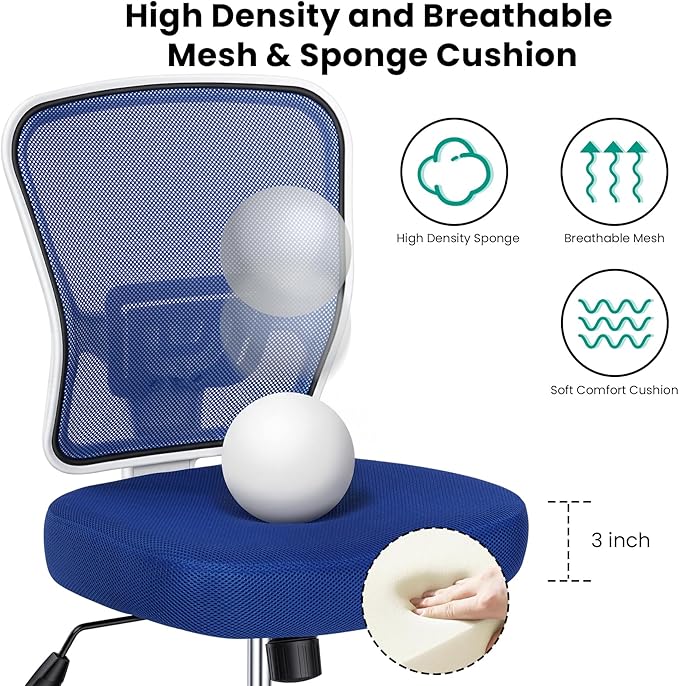 Armless Drafting Chair Tall Office Chair for Standing Desk - Adjustable Height Mesh Ergonomic Stool with Foot Ring, Rolling Counter Height Computer Chair for Small Spaces & Home Office
