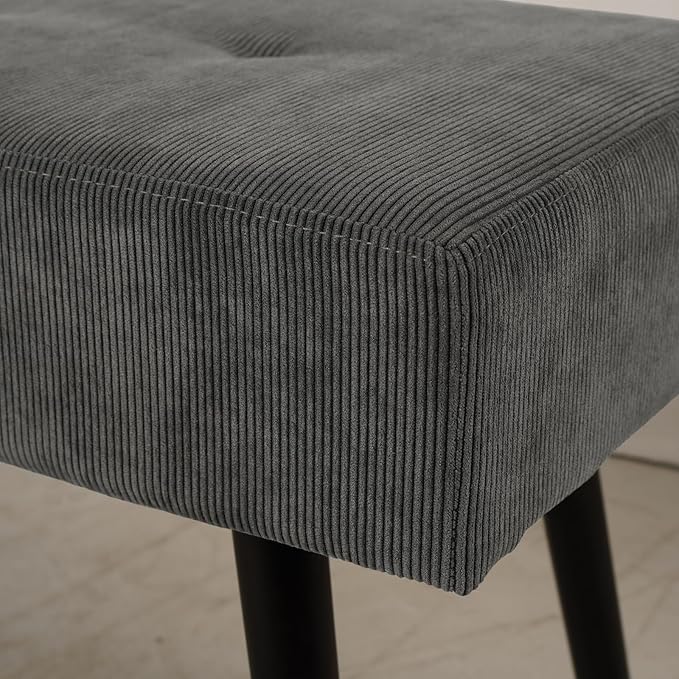 Comfy to go Entryway Bench - Grey Bench for Bedroom, Modern Ottoman End of Bed, Corduroy Padded Benches for Living Room, Foyer, Mudroom, Hallway - 39" L x 14" W x 17" H