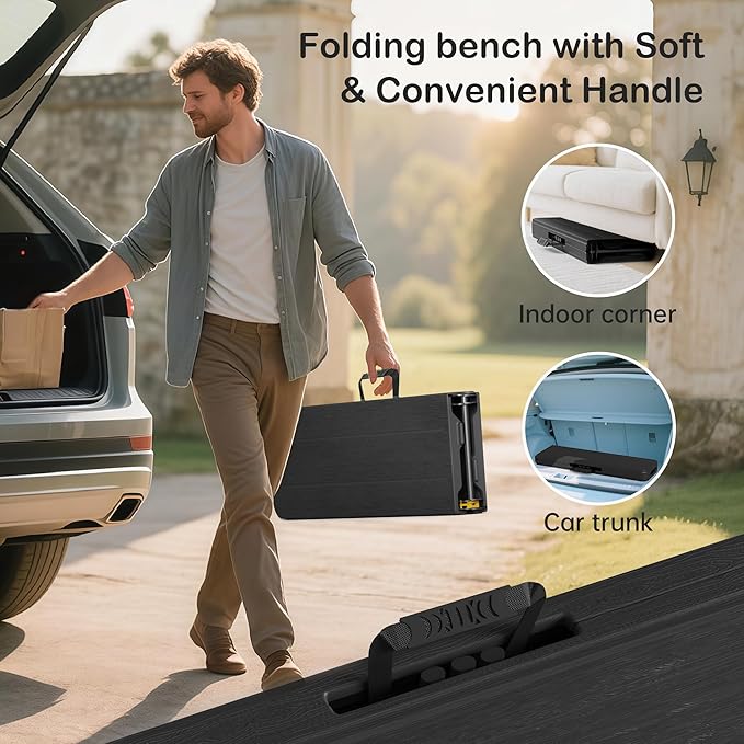 VSOAEIL 6 Foot Folding Bench, Portable Plastic Folding Bench Seat, Foldable Seat for Indoor Outdoor Picnic Camping Dining, Soccer Garden Multipurpose Entertaining Activities, Black, 2 Pack