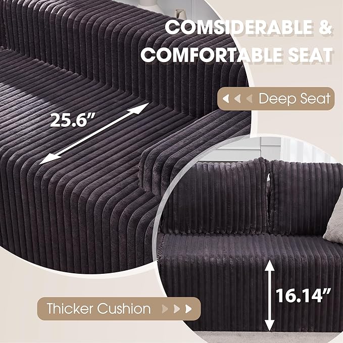 Hobestluk Modular Sectional Sofa Boneless Couch L-Shape Couch 3 Seat Modular Couch Memory Foam Sectional Couches for Living Room Furniture, Cloud Couch with Chaise Lounge (96" Left Facing Chaise)